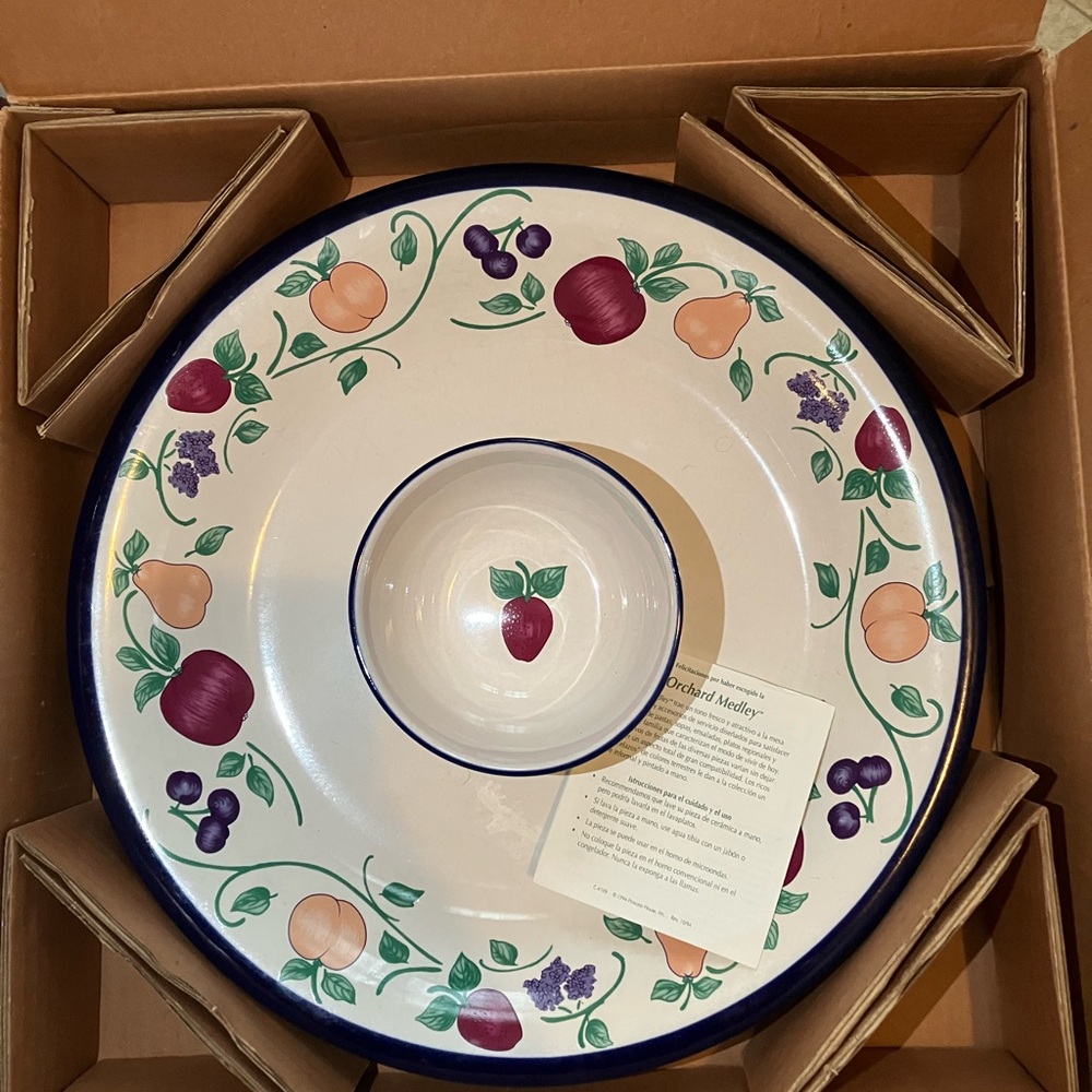 Vintage Princess House Orchard Medley Chip and Dip Bowl